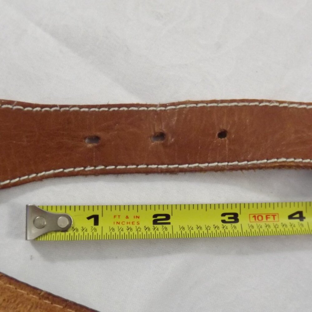 1990 Liz Claiborne Silver tone Belt Buckle on Leather Belt - Picture 8 of 11